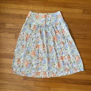 Vintage Ann Hill Petites Size 14 Pastel Floral Skirt High Waist Belt Loops 90s